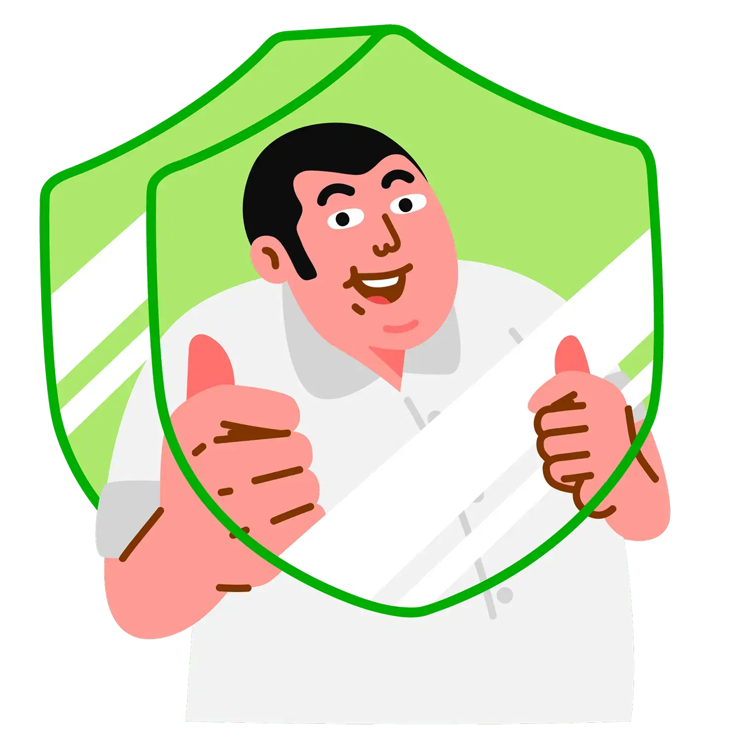 Ilustrasi privasi - seseorang dengan perisai hijau memberikan thumbs up